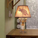 Crystal Nightstand Lamp With Empire Shade - Countryside 1 Light Table For Bedroom In Brown / A