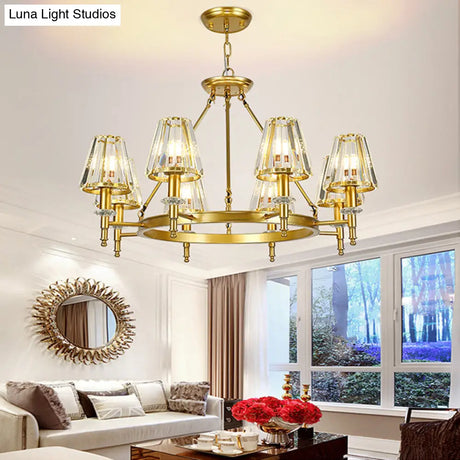Crystal Pendant Chandelier With Farmhouse Charm And Hoop Design