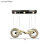 Crystal Ring Led Pendant Ceiling Lamp - Contemporary Chrome Suspension For Restaurants