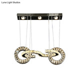 Crystal Ring Led Pendant Ceiling Lamp - Contemporary Chrome Suspension For Restaurants