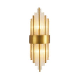 Crystal Rod Wall Sconce In Gold - Elegant Dual Bulb Lighting For Living Room Walls / A