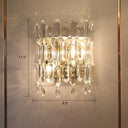 Crystal Rod Wall Sconce With Minimalist Crown Design - 2 Bulb Bedroom Light Fixture Clear