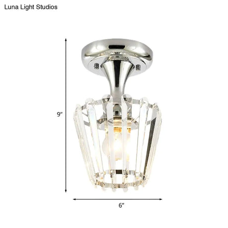 Crystal Semi Flush Mount Ceiling Light In Chrome With Minimalist Design