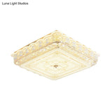 Crystal Shade Led Ceiling Light With Contemporary Gold Finish