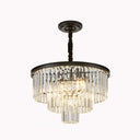 Crystal Simplicity: Tiered Tapered Living Room Chandelier Light - Pendant Fixture Black / 19.5