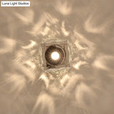 Crystal Spiral Square Ceiling Lamp - Modern 1 - Light Semi Mount For Hallways