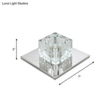 Crystal Square Led Ceiling Light In Chrome For Hallway