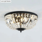 Crystal Strands Shade Flushmount Light With Metal Finish