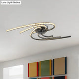 Crystal Twist Flush Light - Minimalist 6-Light Mount In Chrome Warm/White Illumination