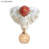 Crystal Wall Mounted Lamp With Elephant Head Decor And Rural White/Gold Insert Perfect For Lighting