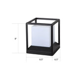 Cubic Plastic Post Light: Modern 1-Light Gate Lamp With Metal Frame - Black & White / 6.5
