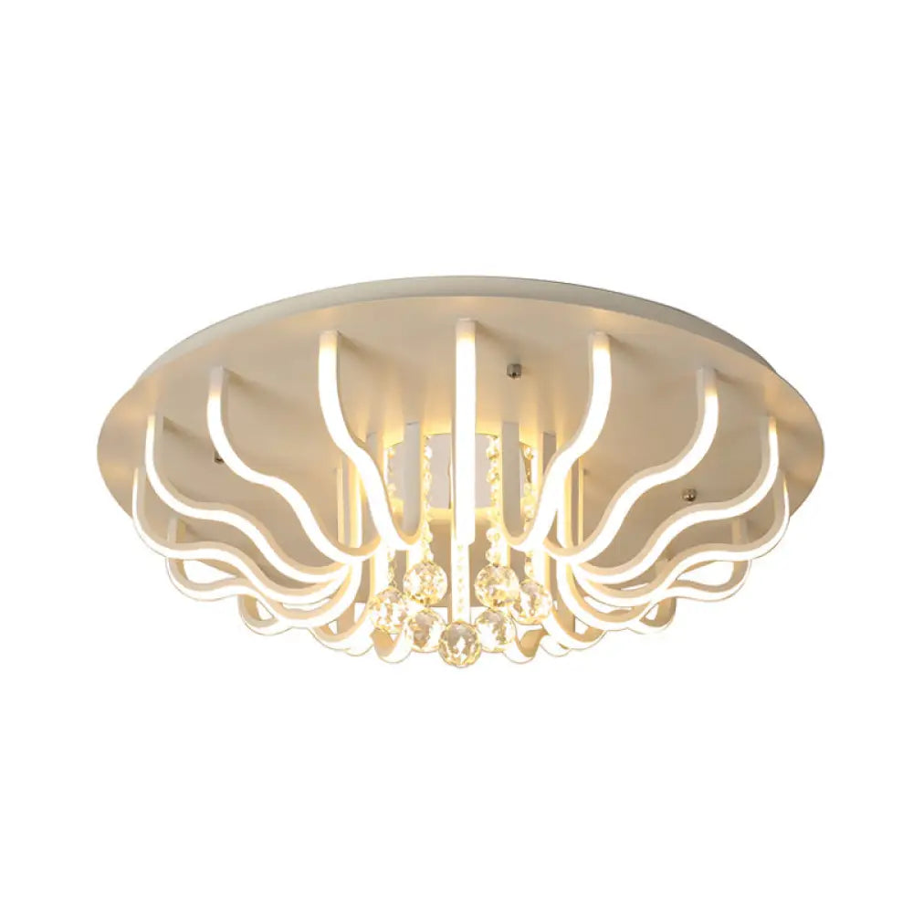 Curved Acrylic Flush Mount Led Ceiling Lamp In White: Simple Modern Design (27/31.5 W Warm/White