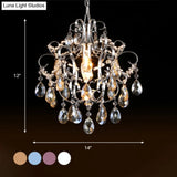 Curved Arm Crystal Drops Chandelier In Polish Chrome Finish