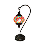 Curved Arm Retro Stained Glass Nightstand Lamp - White/Yellow/Orange Rose Red
