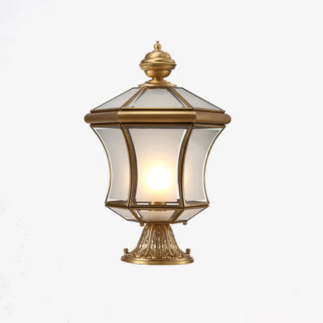 Curved Bronze Lantern Post Light With Minimalistic Design 3-Bulb Frosted Glass Ideal For Landscape