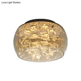 Curved Drum Crystal Led Flush Mount Ceiling Light Fixture In Warm/White 16’/19.5’ Wide