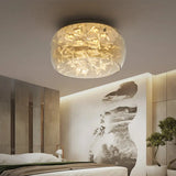 Curved Drum Crystal Led Flush Mount Ceiling Light Fixture In Warm/White 16’/19.5’ Wide Amber /