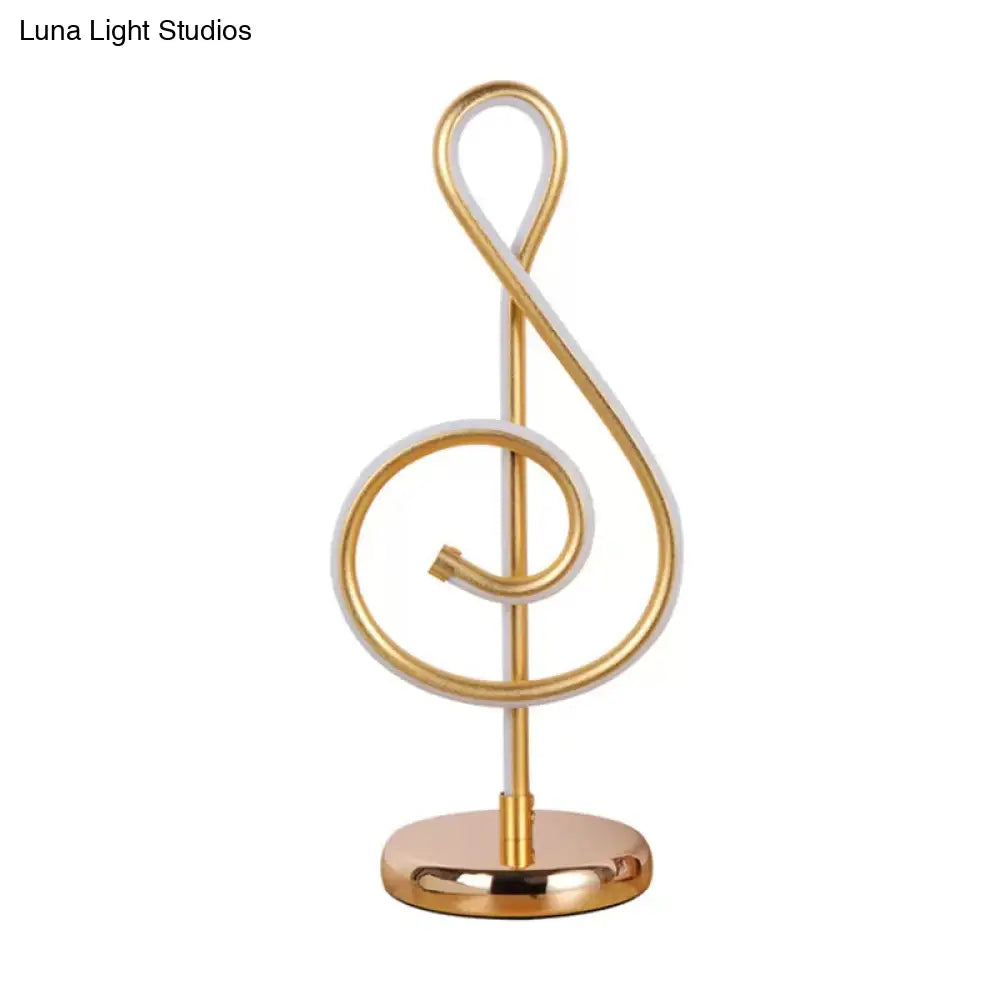 Curved Led Night Table Lamp - Gold Minimalist Task Lighting With Warm/White Ambient Light