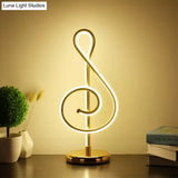 Curved Led Night Table Lamp - Gold Minimalist Task Lighting With Warm/White Ambient Light