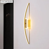 Curved Linear Aluminum Led Wall Sconce In Simplicity Gold/Coffee - Ideal Dining Room Lighting