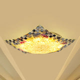 Curved Shell Ceiling Light With Tiffany Mosaic Design And Led - 12’/16’ For Corridor Gray / 12’