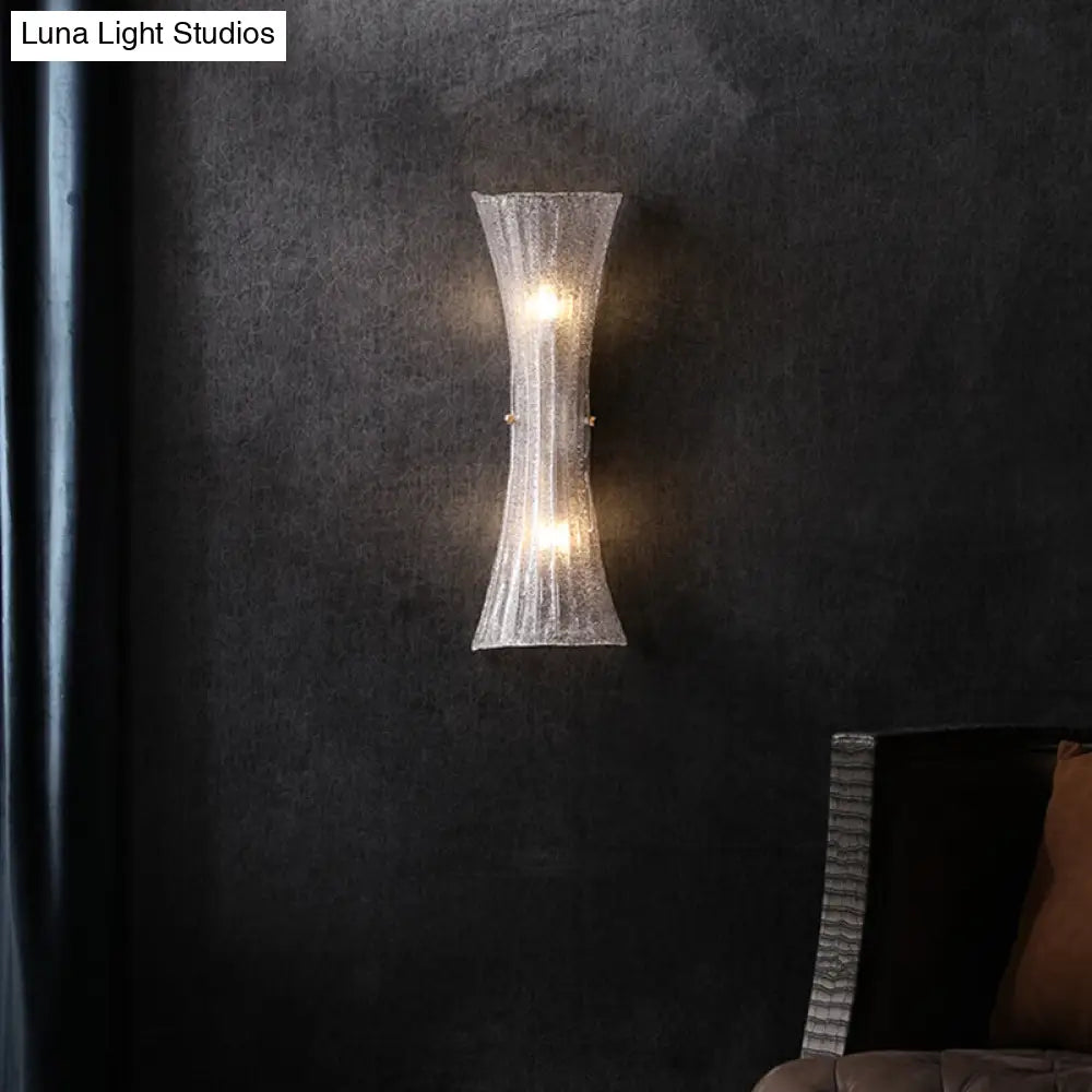 Curvy Clear Bubble Glass Wall Sconce With 2 Lights For Traditional Bedroom Lighting