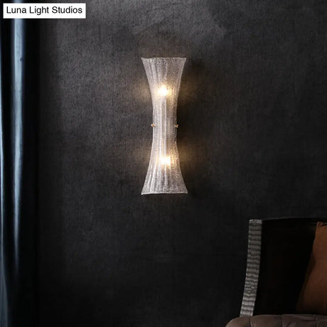 Curvy Clear Bubble Glass Wall Sconce With 2 Lights For Traditional Bedroom Lighting