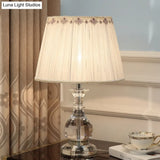 Curvy Hand-Cut Crystal Reading Lamp In Beige For Bedroom - Modern Task Light