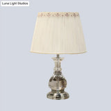 Curvy Hand-Cut Crystal Reading Lamp In Beige For Bedroom - Modern Task Light