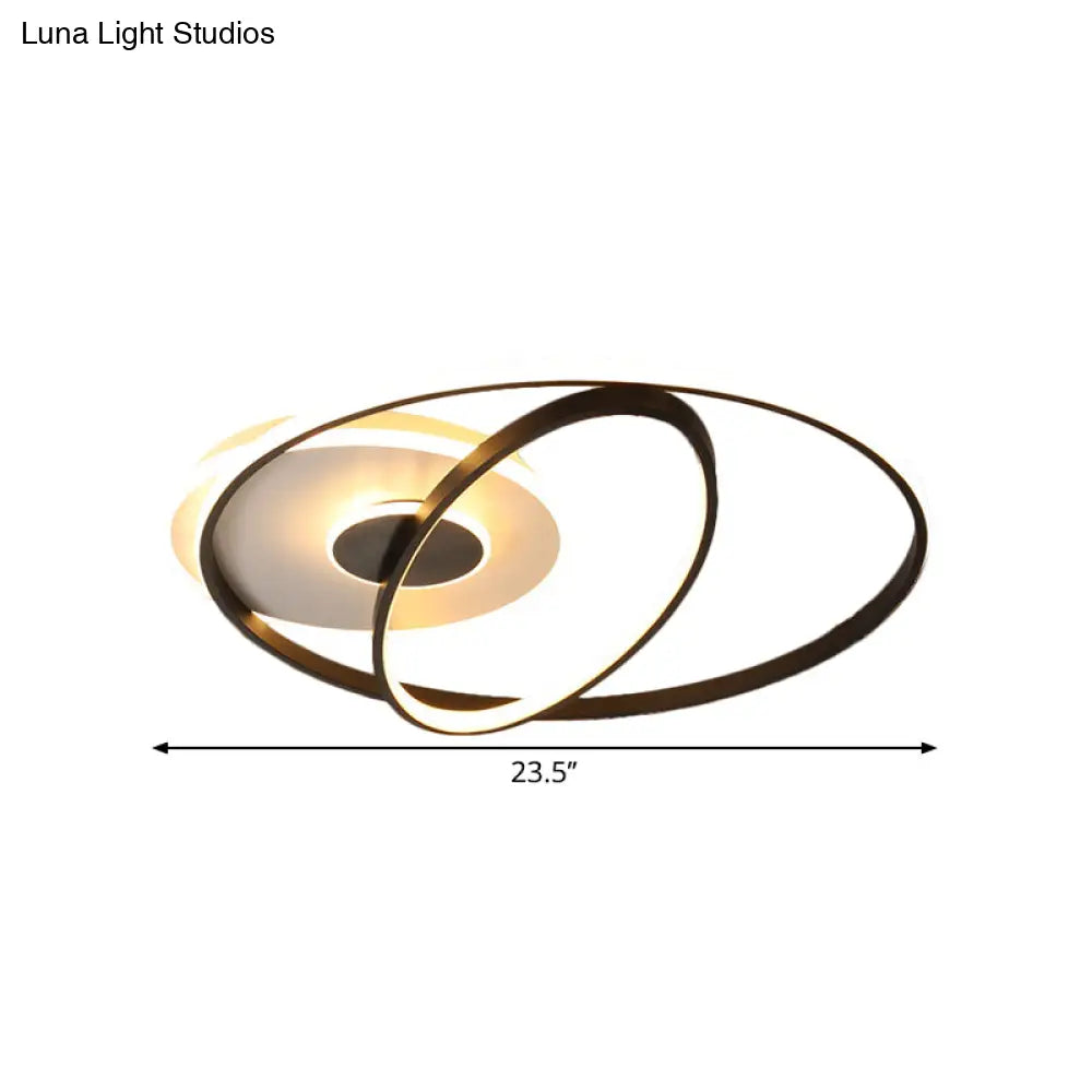 Customizable Contemporary Led Flush Mount Lamp - Black Metal Finish 3 Width Options (7 - Day