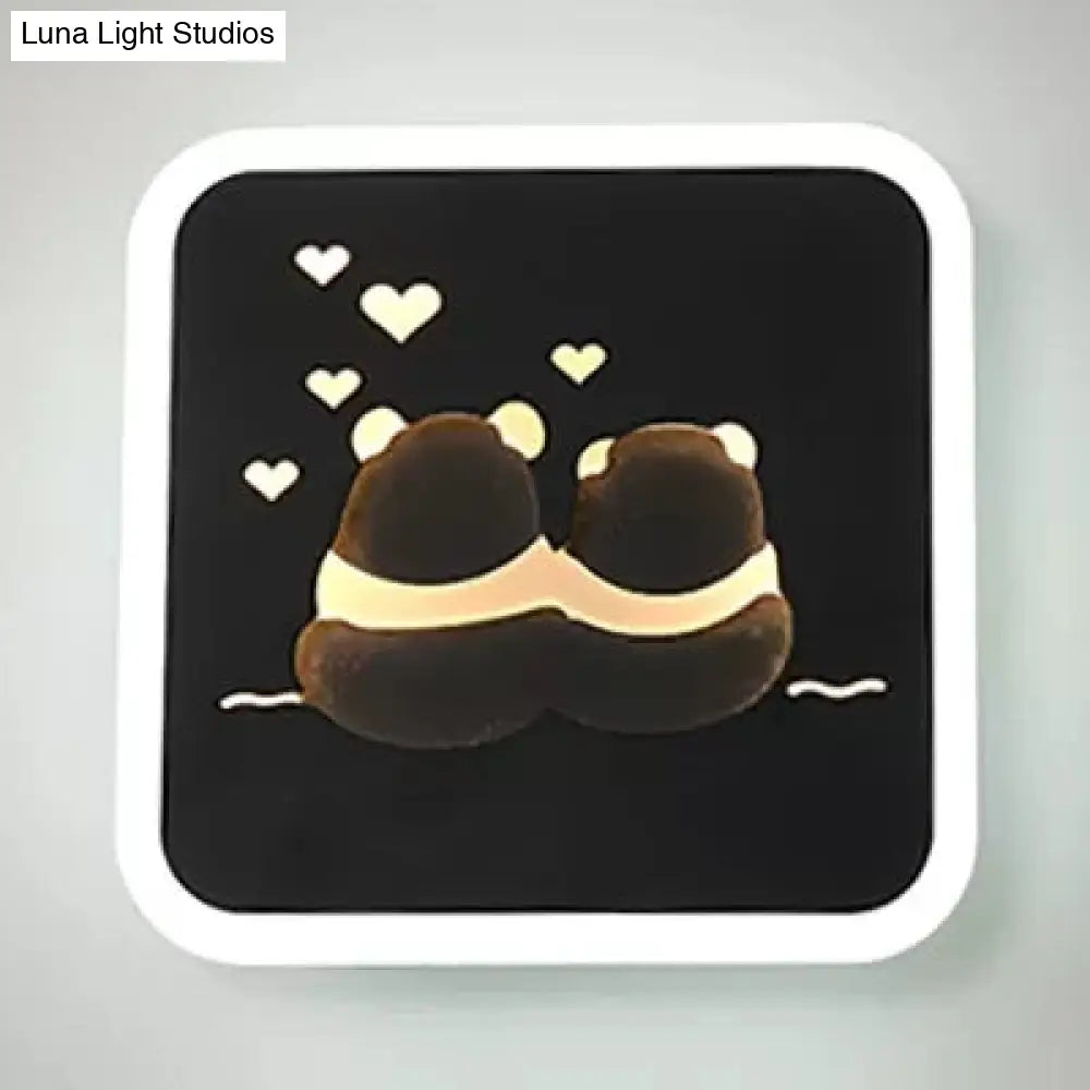 Cute Cartoon Slim Panel Wall Light For Kids Bedroom - Acrylic Sconce With Adorable Pattern