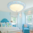 Cute Led Frosted Glass Bowl Ceiling Light For Child’s Bedroom Blue / C