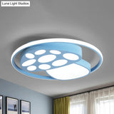Cute Mushroom Flush Mount Ceiling Lamp For Kindergarten - Cartoon Acrylic And Metal Design Blue /