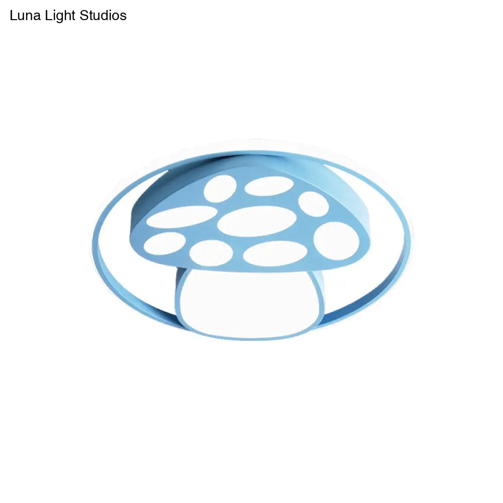 Cute Mushroom Flush Mount Ceiling Lamp For Kindergarten - Cartoon Acrylic And Metal Design