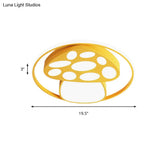 Cute Mushroom Flush Mount Ceiling Lamp For Kindergarten - Cartoon Acrylic And Metal Design