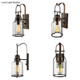 Cylinder Clear Glass Wall Mount Sconce Light - Industrial Single Bulb Lamp For Living Room
