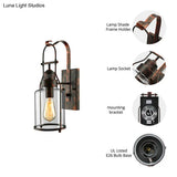 Cylinder Clear Glass Wall Mount Sconce Light - Industrial Single Bulb Lamp For Living Room