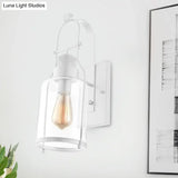 Cylinder Clear Glass Wall Mount Sconce Light - Industrial Single Bulb Lamp For Living Room