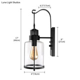 Cylinder Clear Glass Wall Mount Sconce Light - Industrial Single Bulb Lamp For Living Room