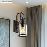 Cylinder Clear Glass Wall Mount Sconce Light - Industrial Single Bulb Lamp For Living Room
