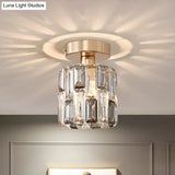 Cylinder Crystal Semi Flush Mount Ceiling Light In Clear/Smoke Grey - Small Bulb