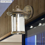 Cylinder Seeded Glass Industrial Wall Mounted Lamp - Matte Black/Bronze Finish