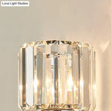 Cylindrical Crystal Wall Sconce With Vintage Chrome Finish - Set Of 2 Bulbs