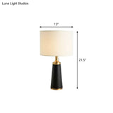 Cylindrical Fabric Table Light - Modern White-Black Night Lamp For Bedroom