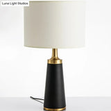 Cylindrical Fabric Table Light - Modern White-Black Night Lamp For Bedroom