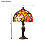 Dark Brown Tiffany Stained Glass Blossom Table Lamp - 1-Light Nightstand Light