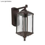 Dark Coffee Glass Wall Sconce Lamp With Textured Cuboid Design