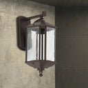 Dark Coffee Glass Wall Sconce Lamp With Textured Cuboid Design