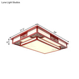 Dark Red Led Flush Mount Ceiling Lamp With Stylish Floral Design For Living Room
