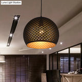 Decorative Black Metal Globe Pendant Light For Bedroom Ceiling - 1 Head